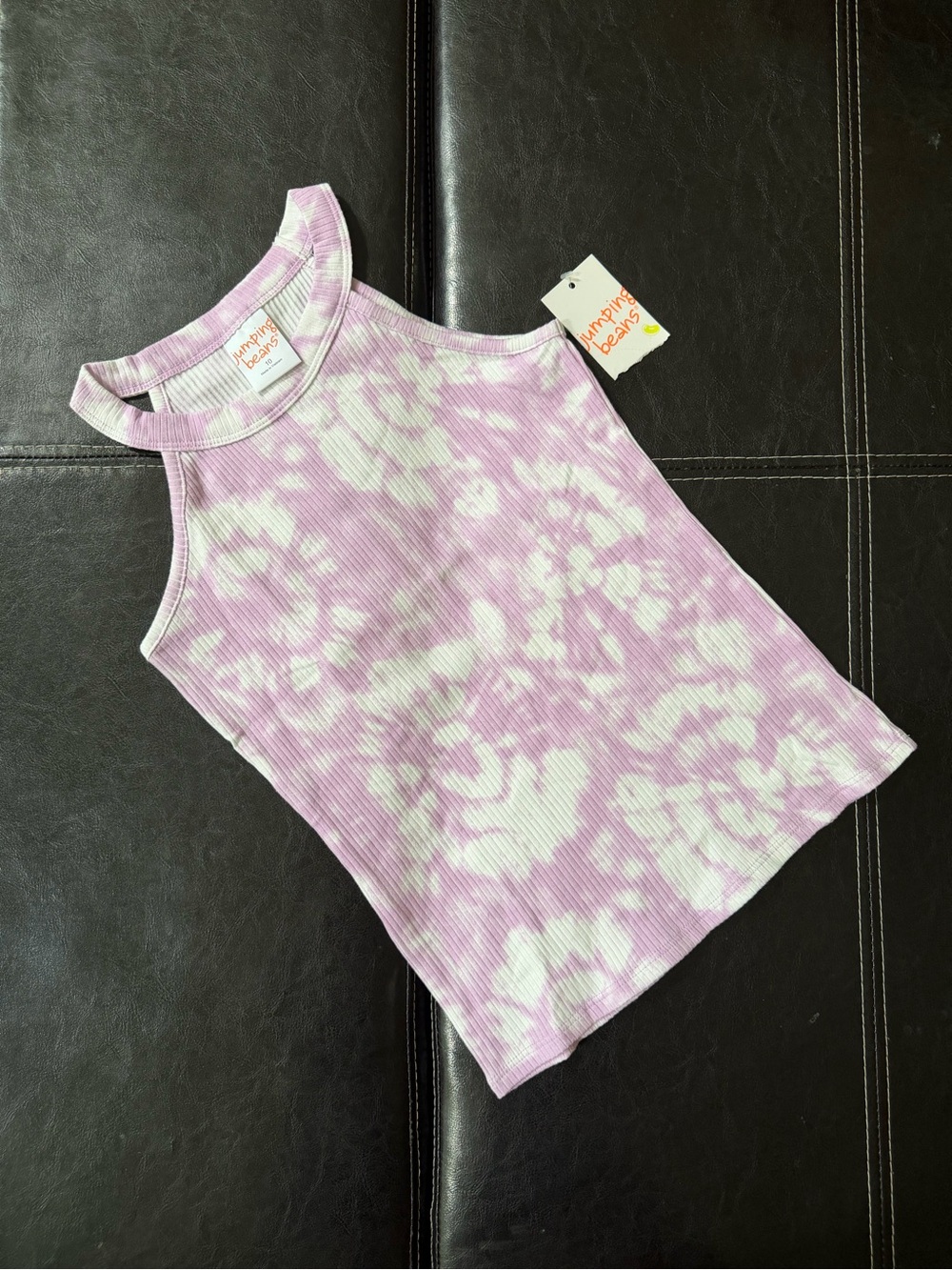 Jumping Beans - Lavender & White Tie-Dye Ribbed Tank